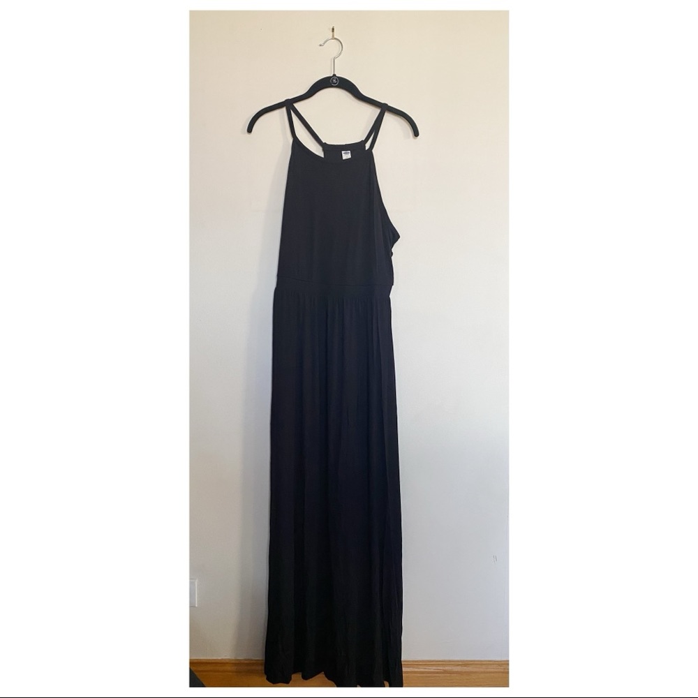Old Navy Black Halter Maxi Dress | Size M